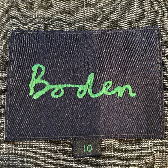 Boden Dark Blue with White Stitching Linen Short Jacket - Picture 4 of 5